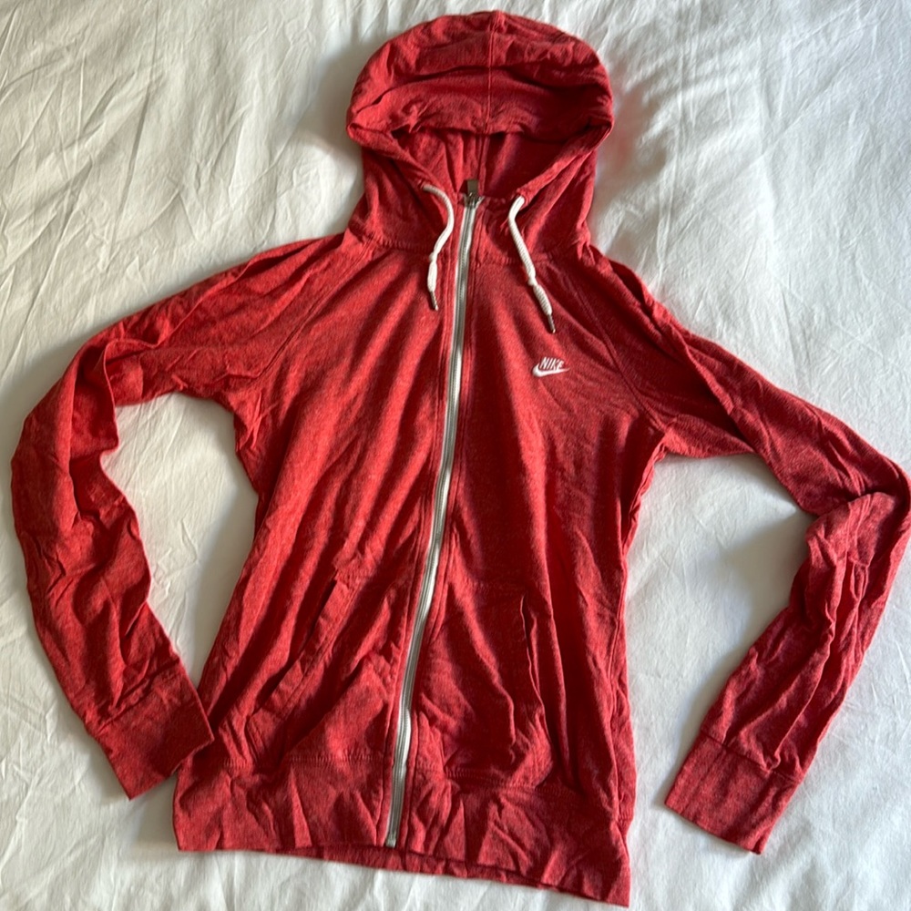 Nike zip up sweatshirt, pink / salmon